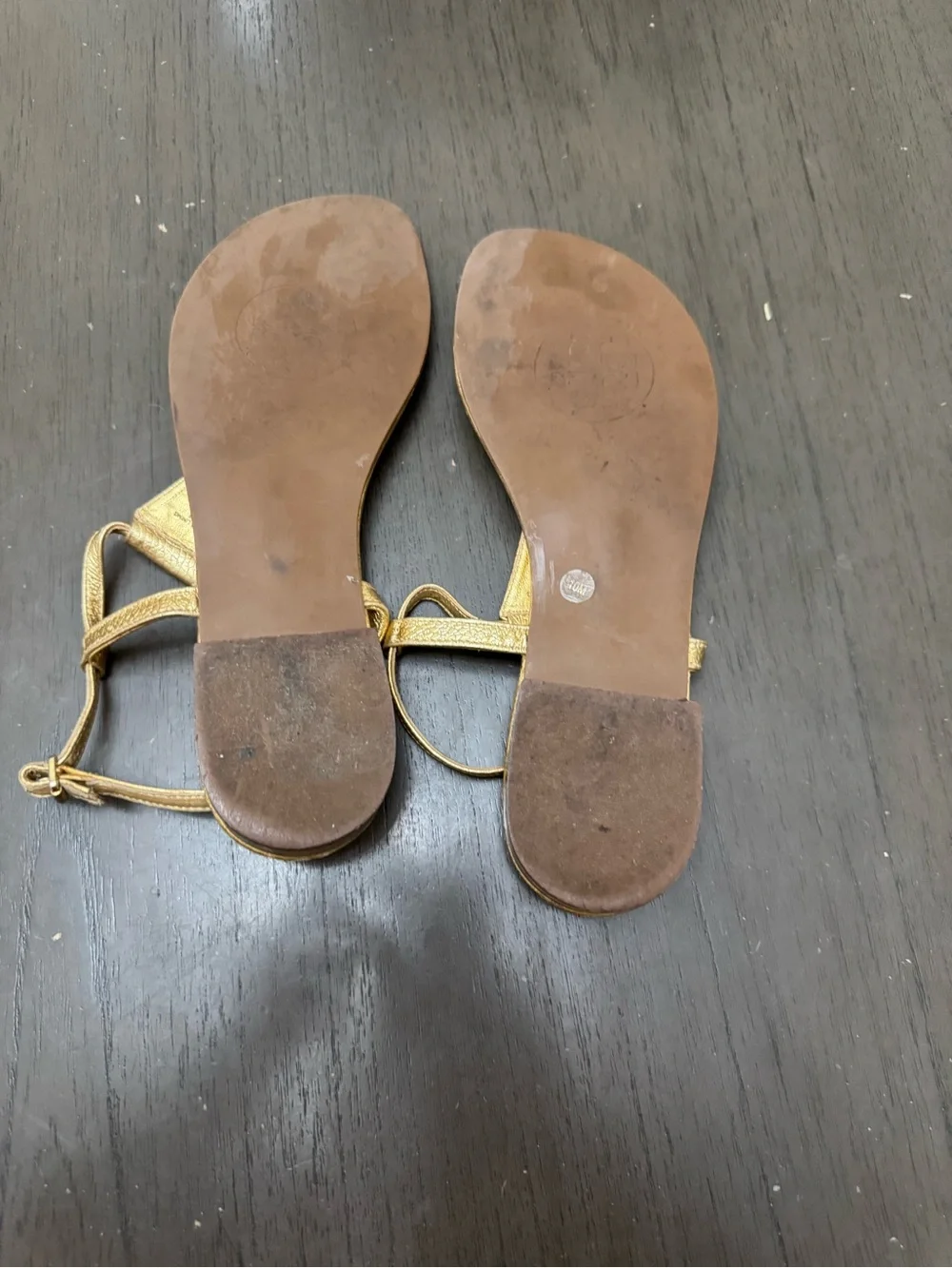 Tory Burch Designer Emmy Metallic Strappy Gold Women's Leather Sandals size W 10